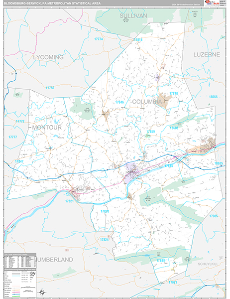 Bloomsburg-Berwick Metro Area Wall Map